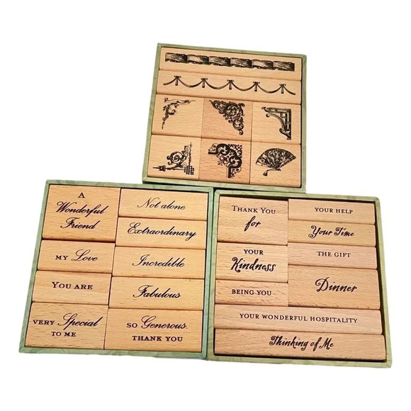Anna  Griffin Wood Mount Rubber Stamps Lot 3 Box 26 Sentimental Phrases & Design - Picture 7 of 8